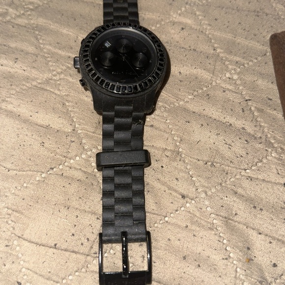 Michael Kors watch black on black crystal 5395 EUC vintage y2k rare $225 rubber main image 4